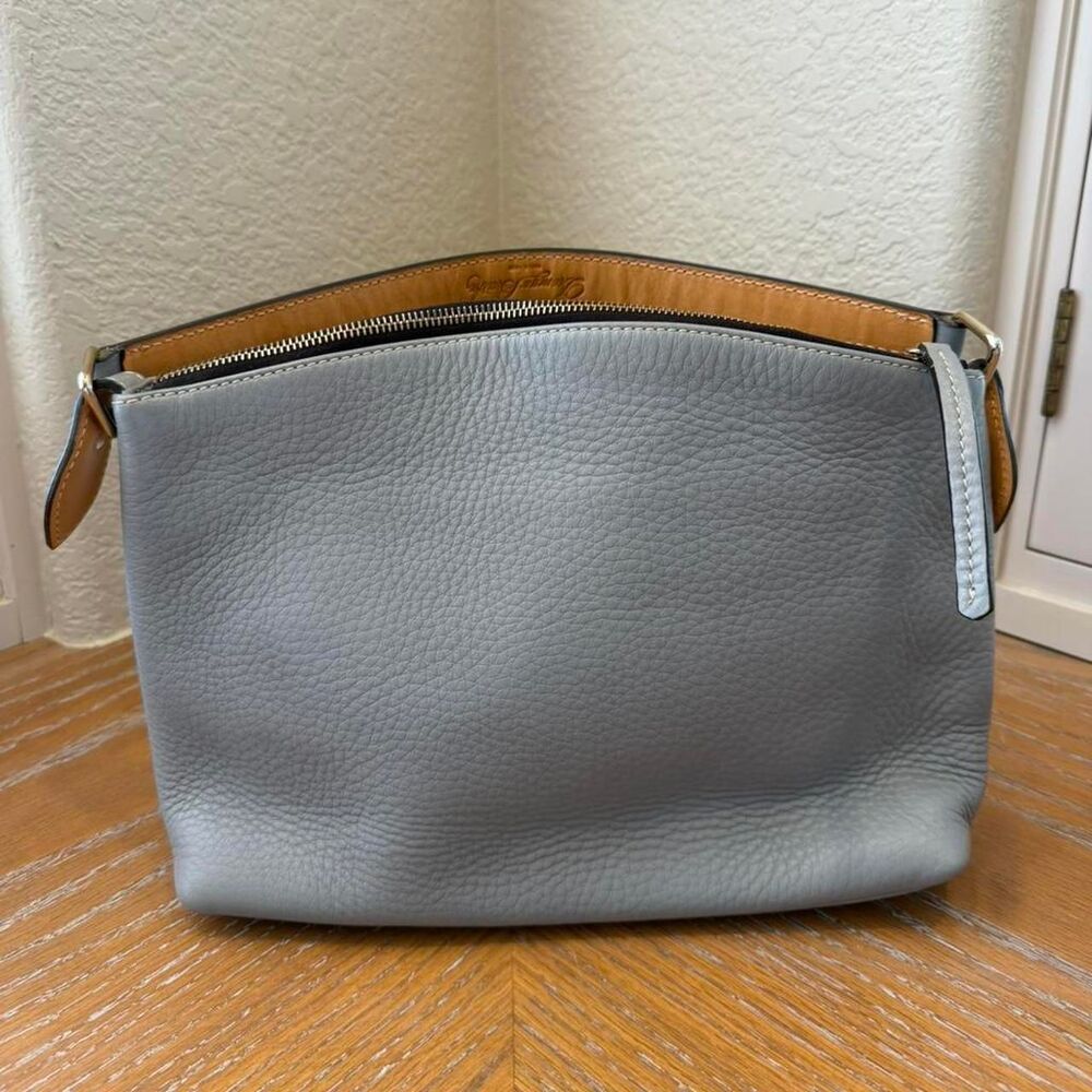 Dooney & Bourke Pebble Gray Leather Satchel Shoulder Bag - Picture 2 of 10